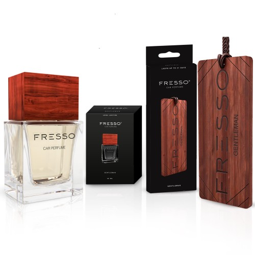 Fresso Gentleman – zestaw zapachowy do samochodu z perfumami i zawieszką